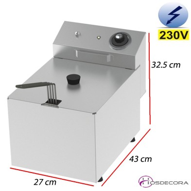 Freidora eléctrica de sobremesa 8 Litros - 3.8Kw.