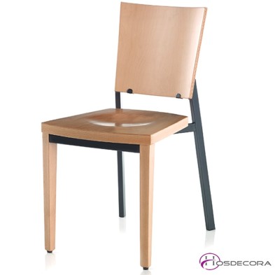 Silla mixta con patas de madera y de hierro Vallat