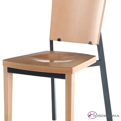 Silla mixta con patas de madera y de hierro Vallat