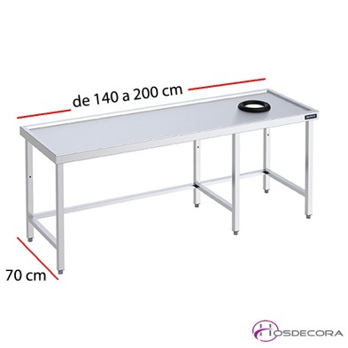 Mesa con aro y marco de refuerzo desde 140 a 200 cm x 70 cm
