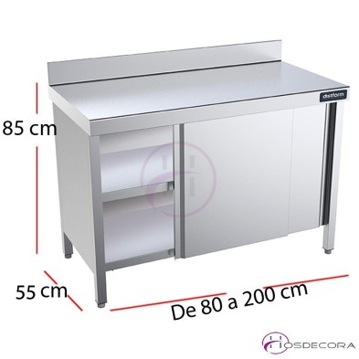 Mueble encimera mural puertas fondo 55 - Largo de 80 a 200 cm