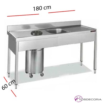 Fregadero Con aro desbarazado 140 x 70 cm.