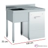 Fregadero para lavavajillas 100 o 140 x 55 cm -1 o 2 pozas