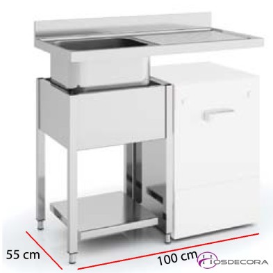 Fregadero para lavavajillas con estante 100 x 55 cm - 1 poza