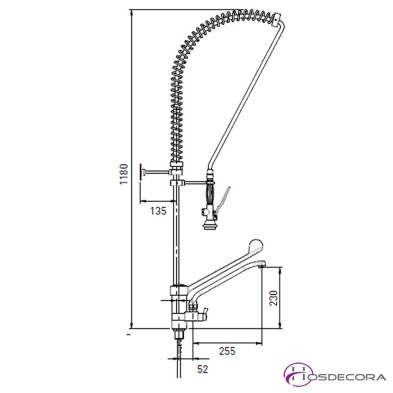 Grifo de ducha dos aguas monomando  y grifo corto