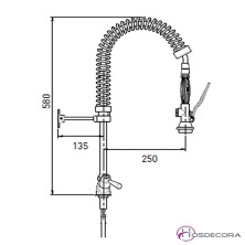 Grifo de ducha dos aguas bajo con manetas 1/4 giro