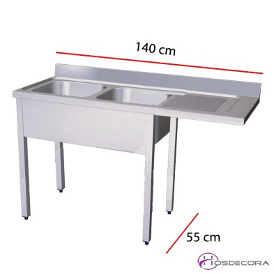 Fregadero para lavavajillas 140 x 55 cm - 2 pozas