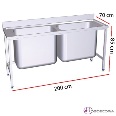 Fregadero 2 Cubas Gran Capacidad 200 x 70 cm 06-054036