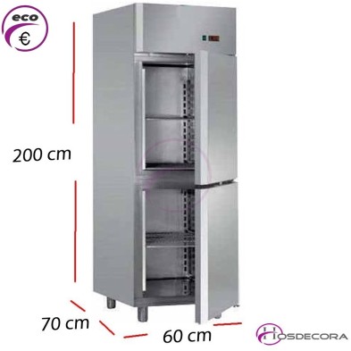 Armario de frío en inox con 2 puertas  575 L.