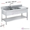 Fregadero inox  140 x 60 cm con estante - 1 Cubeta esc Dcha