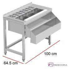 Mesa de combinados con refuerzo trasero, botellero y kit de cubetas