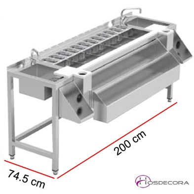 Mesa doble preparación cóctel con refuerzo, botellero adicional y Kit 12 cubetas