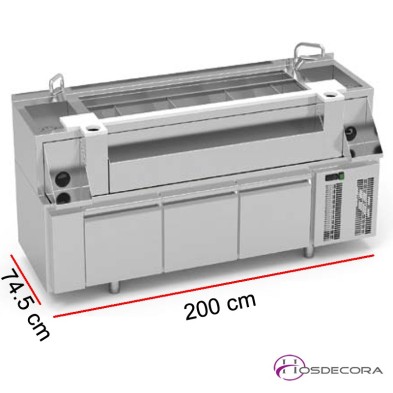 Mueble para cóctel simple con 3 cajones refrigerados