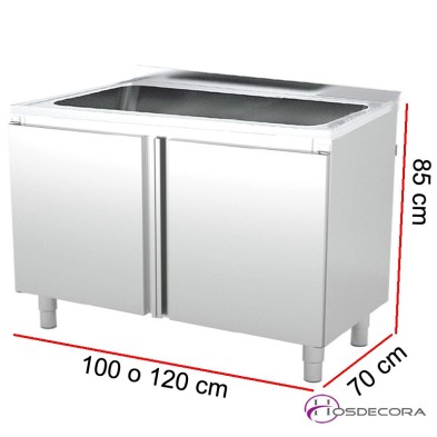 Fregadero de gran capacidad con puertas batientes Fondo 70 cm