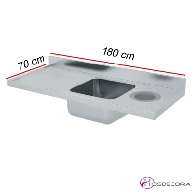 Fregadero con aro de desbarce 140 X 70 cm