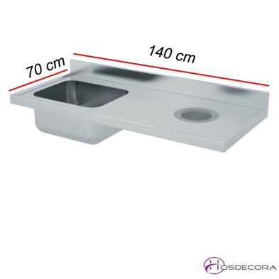Fregadero con aro de desbarce 140 x 70 cm