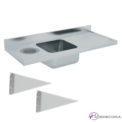 Fregadero con aro de desbarce y escurridor 180 x 60 cm