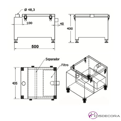 Seaparador de agua - aceite 50 x 40.5 cm