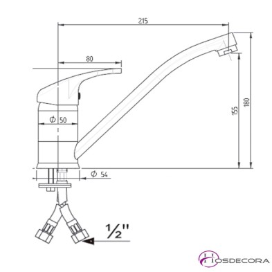 Grifo monomando dos aguas con caño bajo IDG03003