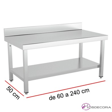 Mesa baja mural con estante Fondo 50 - Ancho desde 60 a 240 cm