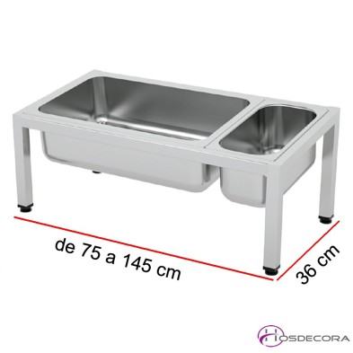 Estante de sobremesa portacubetas Fondo 36 - Largo desde 75 a 145 cm