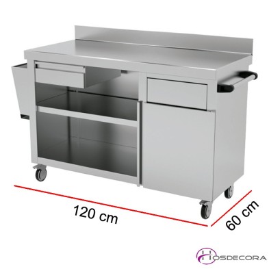 Mueble de apoyo para terraza Largo 120 o 150 x 60 cm Fondo