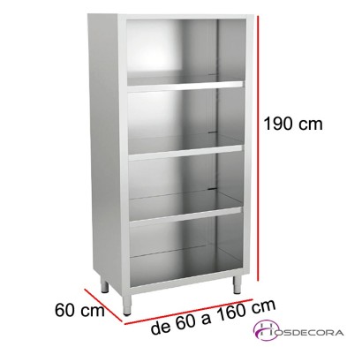 Armario de pie abierto 3 estantes Largo de 60 a 160 cm x 60 Fondo
