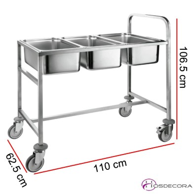 Carro portacubetas 3 GN 1/1 110x62.5 cm