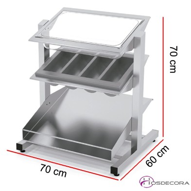 Dispensador de sobremesa para bandejas, cubiertos, vasos 70 x 60 cm