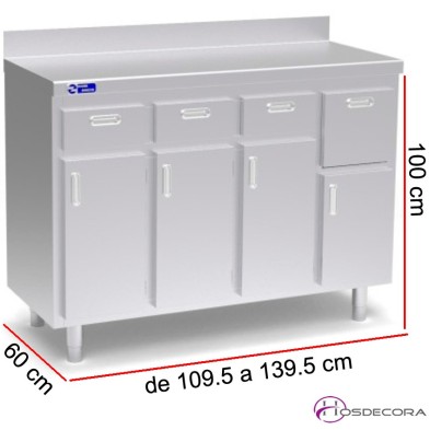 Mueble cafetero con puertas y cajón posero, de Fondo 60 cm C1100CP