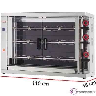 Asador para Pollos Vitrocerámico 3 espadas -18 Piezas.