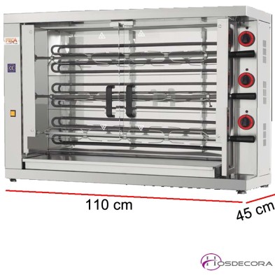 Asador para Pollos Vitrocerámico 3 espadas -18 Piezas.