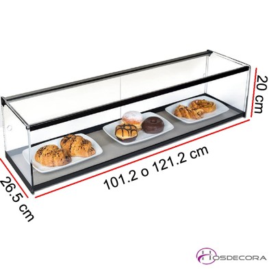 Vitrina neutra de cristal templado y metacrilato - Largo de 101 o 121 cm