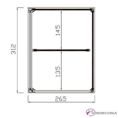 Vitrina neutra doble cristal templado y metacrilato