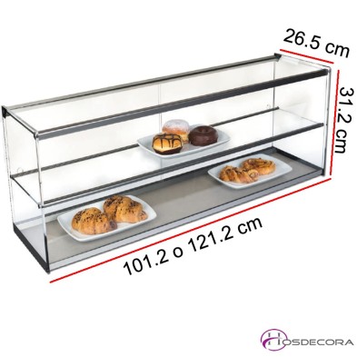 Vitrina neutra doble cristal templado y metacrilato