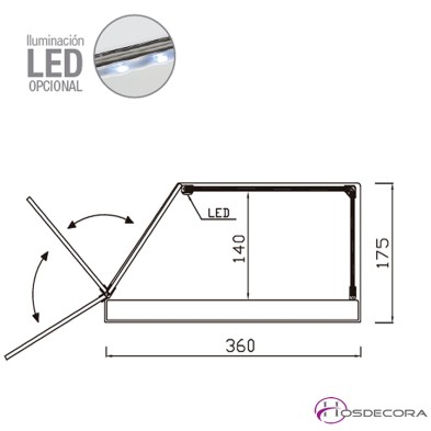 Vitrina neutra de cristal recto Largo de 99 a 122 cm