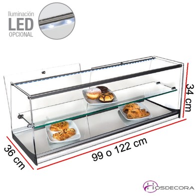 Vitrina neutra de cristal recto Largo de 99 o 122 cm