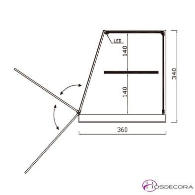 Vitrina neutra de cristal recto Largo de 99 o 122 cm