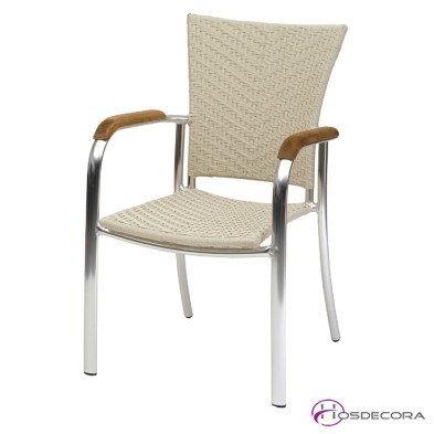 Sillón terraza blanco trenzado con estructura de aluminio Dortmund