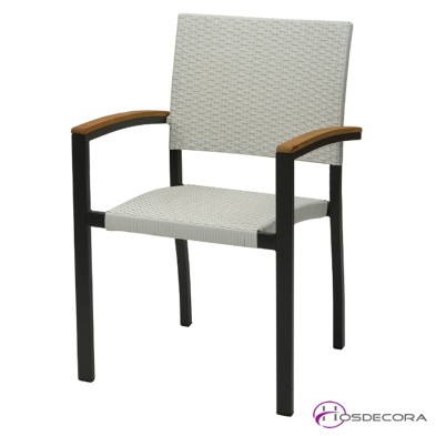 Sillon trenzado blanco para terrazas de hosteleria Glad