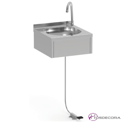 Lavamanos de pared con pulsador dos aguas