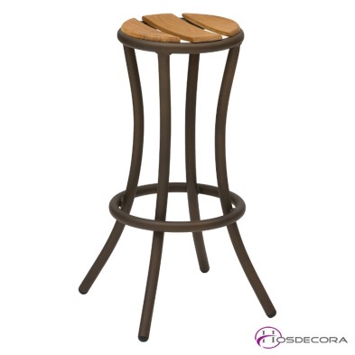 Taburete de bar mod Atenas con asiento de madera de teka