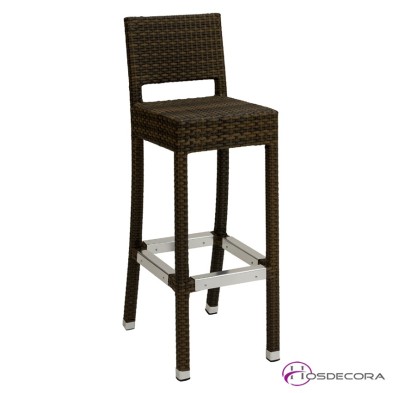 Taburete  para terrazas Milano hecho en rattan color Cafe