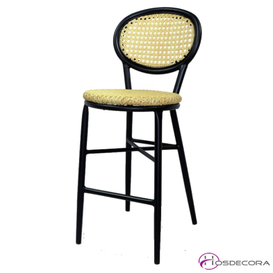 Taburete de bar en aluminio y rattan - Litago