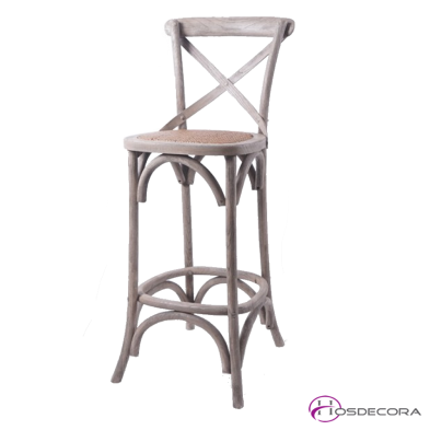 Taburete para bar de madera y rattan - Cañada