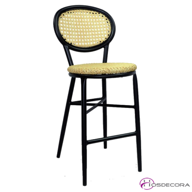 Taburete de bar en aluminio y rattan - Litago