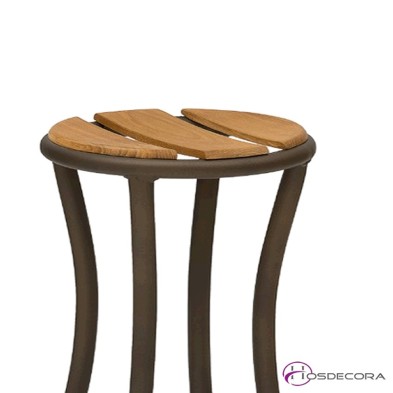 Taburete de bar mod Atenas con asiento de madera de teka