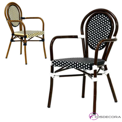 Silla de terraza hotel con brazos estilo parisina