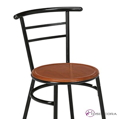 Silla de cafetería con asiento de madera