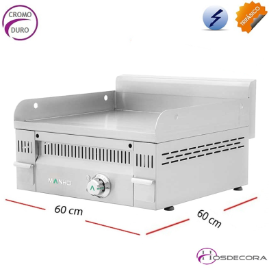 Plancha de asar electrica de cromo marca Mainho PC-60 ET